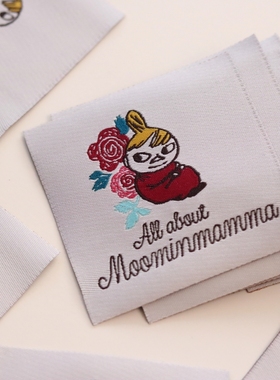 卡通可爱女孩商标设计织唛领标服装辅料手工布标定制领标源头工厂