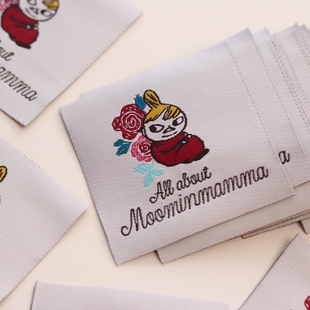 卡通可爱女孩商标设计织唛领标服装 辅料手工布标定制领标源头工厂