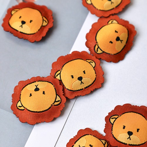 卡通小狮子充棉标商标布标织唛服装辅料订制定制手工发夹配饰现货