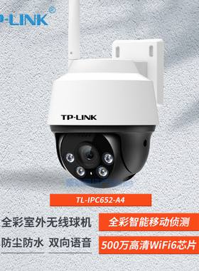 TP-LINK TL-IPC652-A 500万监控摄像头 远程手机室外防水球机全彩夜视高清360度
