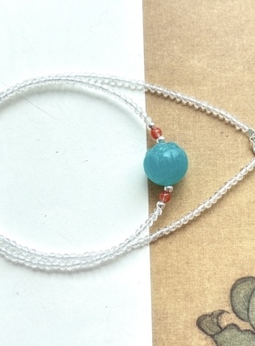 天然白水晶天河石锁骨项链女款锁骨链简约百搭饰品礼物时尚配饰