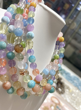 天然水晶多宝项链女款多色多宝水晶项链朱珠同款项链