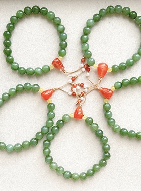 天然和田玉碧玉南红多宝手链女款时尚百搭手链礼物送闺蜜礼物