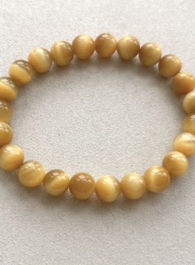 天然金虎眼石手链女款单圈时尚小清新金虎眼石手串饰品礼物8mm