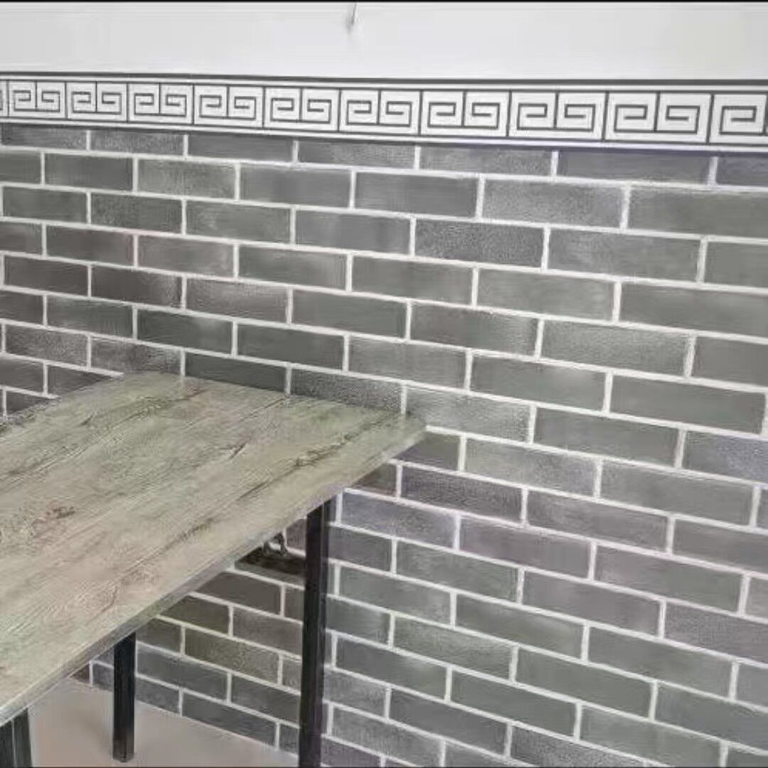 自粘墙纸砖纹墙纸墙裙贴纸自粘餐饮店背景墙自贴复古壁纸砖纹贴纸