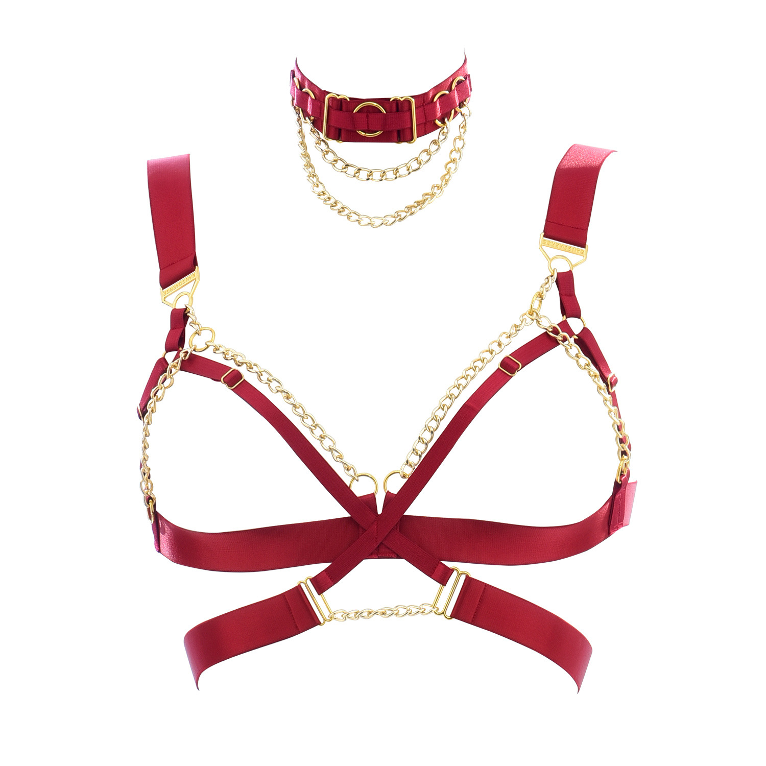 性感链条诱惑绑带内衣 带脖环可调节情趣线束上衣