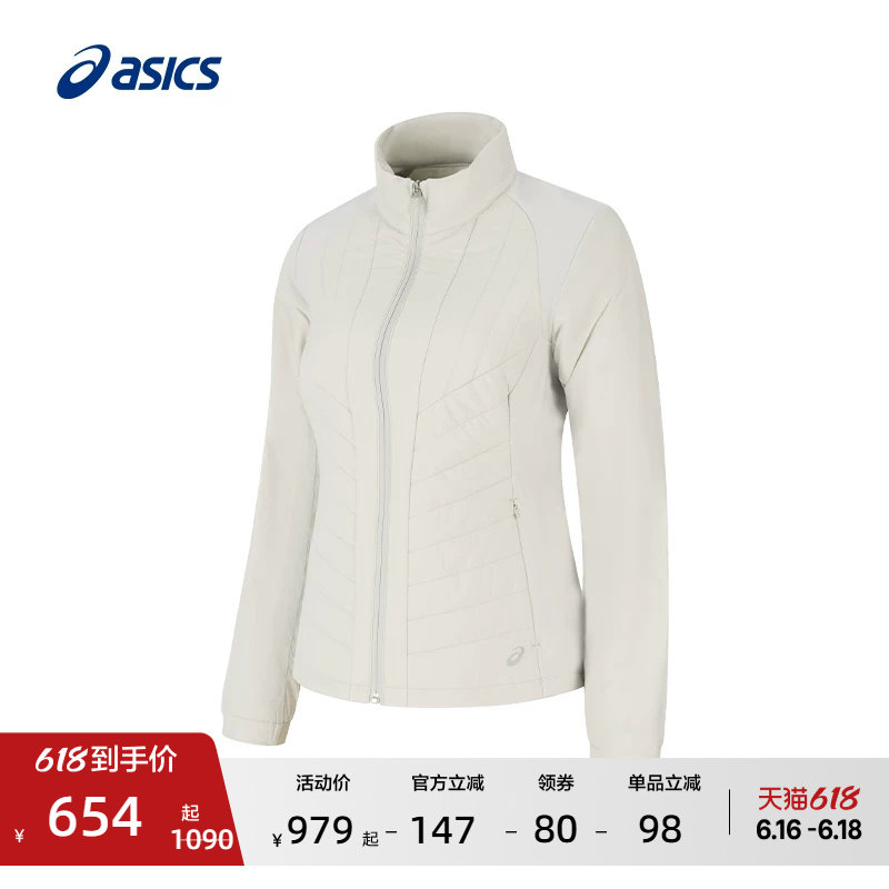 ASICS亚瑟士女子防泼水跑步运动夹棉夹克反光印花舒适保暖外套