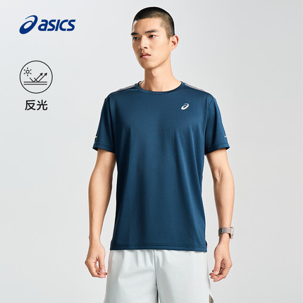 ASICS亚瑟士男子夏季运动T恤时尚舒适轻量针织圆领跑步短袖T恤