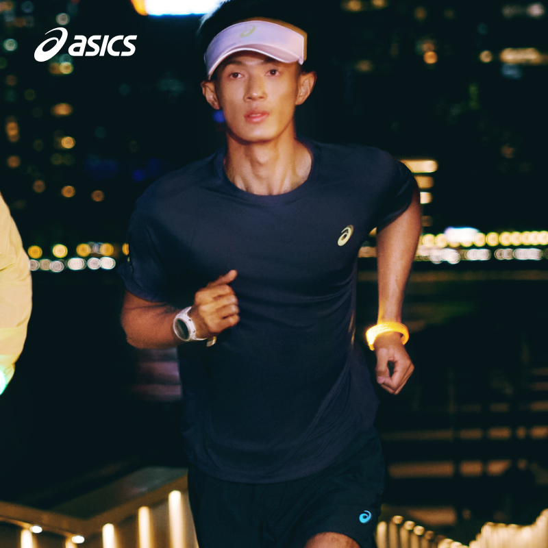 ASICS亚瑟士新款男子跑步短袖T恤吸湿排汗反光印花套头运动短袖