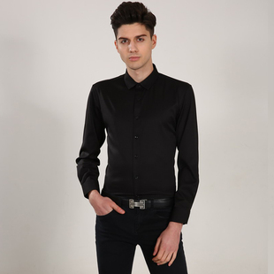 纯色弹力棉长袖 44码 衬衫 多色可选 舒适天丝棉男装 思维伯格男士