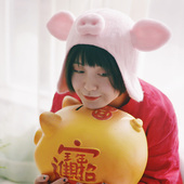 蘑菇梦原创手工羊毛毡成人儿童魔法精灵帽女巫帽可爱小猪帽子