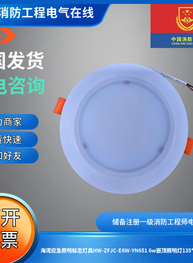 海湾应急照明标志灯具HW-ZFJC-E6W-YN651 6w嵌入照明灯135*27.5mm