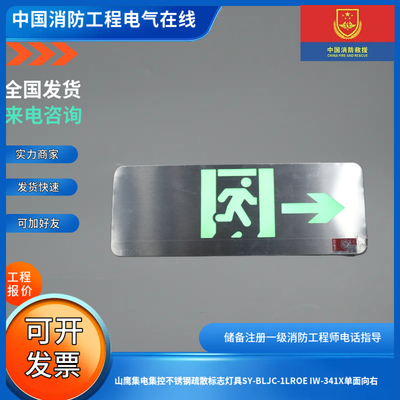 山鹰集电集控不锈钢疏散标志灯具SY-BLJC-1LROE IW-341X单面向右