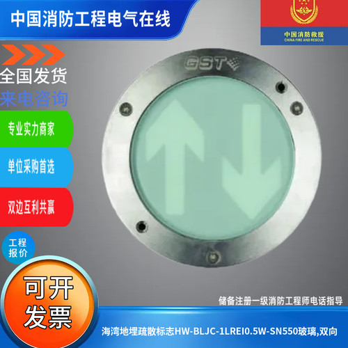 海湾地埋疏散标志HW-BLJC-1LREI0.5W-SN550玻璃,双向,230mm IP67