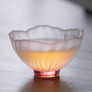 粉色耐高温玻璃盖碗主人杯泡茶杯磨砂品茗杯花茶杯功夫茶具套装
