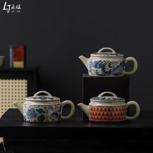 敦煌复古汉瓦壶功夫茶具泡茶器茶壶家用陶瓷防烫大号泡茶壶单壶