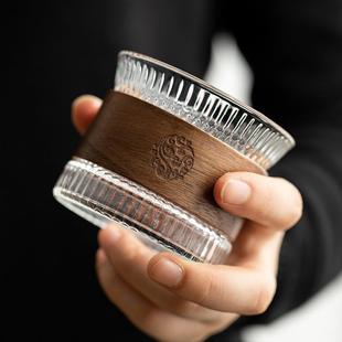 竖纹玻璃茶杯防烫隔热泡茶公道杯分茶器个人主人杯小号功夫茶 日式