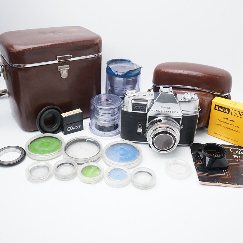 德国柯达Kodak Retina Reflex III 大全套3镜头全机械135胶片单反