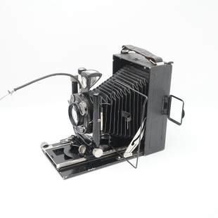 1914年德国福伦达AVUS皮腔折叠照相机干板相机古董收藏移轴大画幅