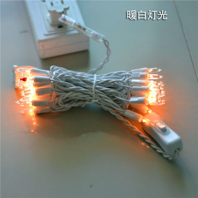 节日暖白灯串闪彩小球装饰