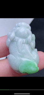 36.3-22.4-12.1mm,飘绿貔貅 吊坠，天然翡翠A货bjm6622.24