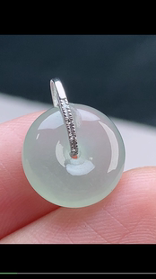 裸石13.4-5.4mm, 18k金冰飘平安扣 吊坠,天然翡翠A货swr6646