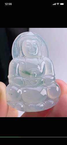 55-37.4-5.8mm,水润 冰飘花观音   吊坠，天然翡翠A货hdq696-15