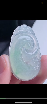41.5-25.3-6.7mm,水润 冰底色如意   天然翡翠A货，yus6929-102