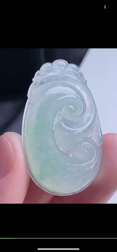 41.5-25.3-6.7mm,水润 冰底色如意   天然翡翠A货，yus6929-102