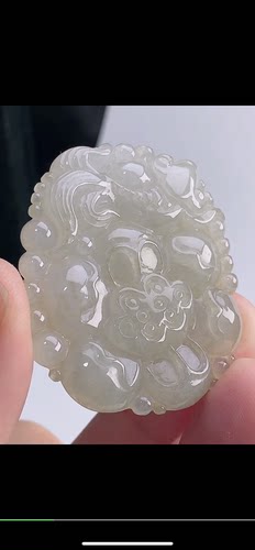 46-38. -7mm,水润  连年有余吊坠，天然翡翠A货aaa6917十五