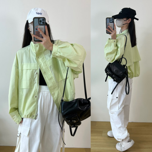 韩版休闲百搭抽绳薄款外套女2026春季新款设计感小众宽松工装上衣