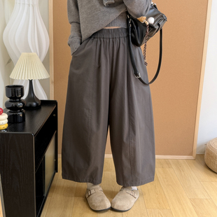 梨型身材遮肉松紧腰九分裤 女 2026春季 简约百搭宽松阔腿纯色休闲裤