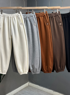 欧货正品加绒加厚冬款卫裤女保暖秋冬季新款宽松休闲百搭束脚裤子