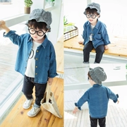 Áo sơ mi denim bé trai mùa xuân hè 2019 quần áo trẻ em mới trẻ em áo sơ mi denim áo sơ mi trẻ em lỏng lẻo - Áo sơ mi