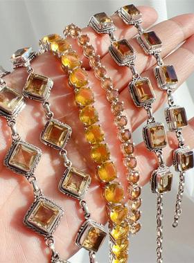 尼泊尔925纯银手工镶嵌手链