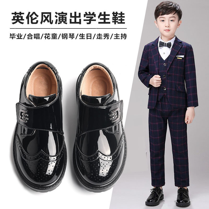男童皮鞋黑白英伦表演鞋儿童小学生中大童宝宝花童演出鞋小孩男鞋