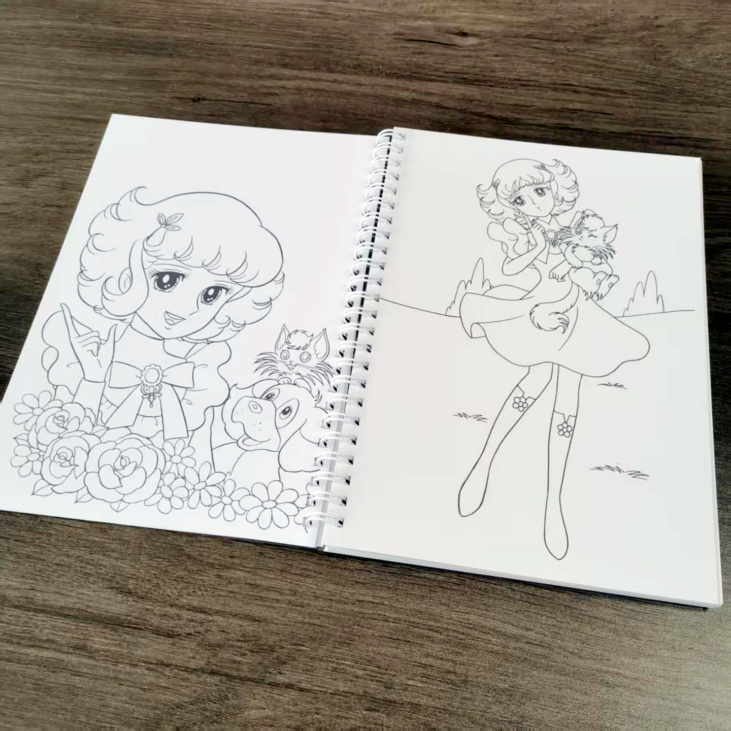 自制 花仙子 复古古早动漫涂色画填色书马克笔彩铅上色用线稿