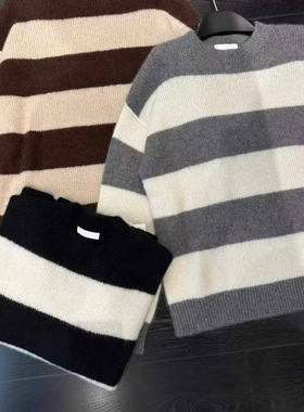 价格私询CJZP2025新款时尚气质百搭小众设计感条纹针织衫