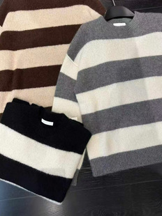 价格私询CJZP2025新款时尚气质百搭小众设计感条纹针织衫