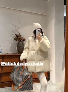价格私询2025秋冬CJZP山羊绒骆绒羊毛填充90白鹅绒连帽羽绒服外套