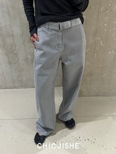价格私询设计师品牌CHICJISHE2025新款 百搭显瘦纯色弯刀牛仔裤