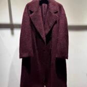 价格私询经典 双排扣宽松中长款 牦牛绒拉绒大气翻领直筒大衣外套