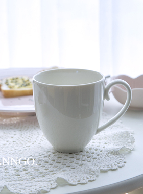 LZ陆家WD 纯白色陶瓷马克杯欧式咖啡杯 可定制LOGO 办公室杯子