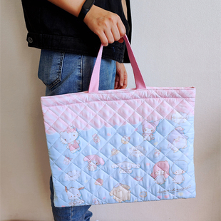 日单卡通学生补习资料袋A4文件夹袋入园入学拉链画画美术电脑拎包