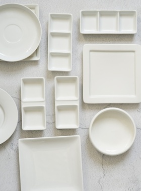 微瑕清仓 陶瓷水彩调色双格三格碟洗笔缸小号正方调色盘墨碟笔洗