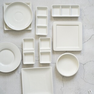 微瑕清仓 陶瓷水彩调色双格三格碟洗笔缸小号正方调色盘墨碟笔洗