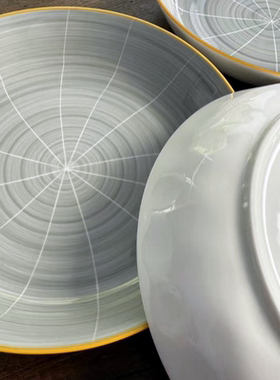 新款釉中彩家用陶瓷炒菜盘套装4个深汤盘微波炉适用裕行陶瓷