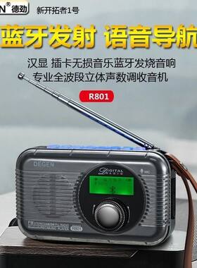 德劲R801汉显插TF卡录音无损音乐立体声可用蓝牙耳机全波段收音机