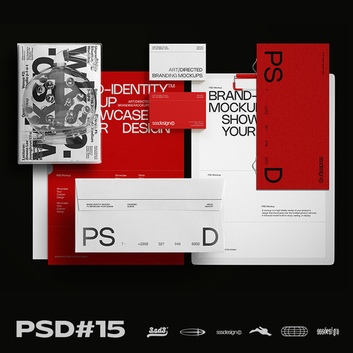 3SD3专业高级平铺商业极简办公海报名片信封菜单VI展示PS样机素材