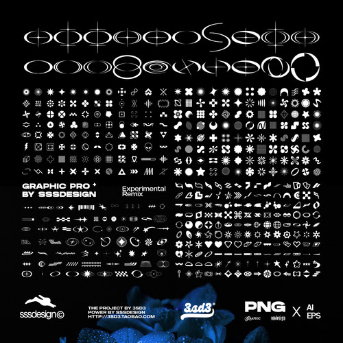 3SD3 未来机能工业赛博朋克酸性抽象Y2K嘻哈LOGO矢量图形图标素材